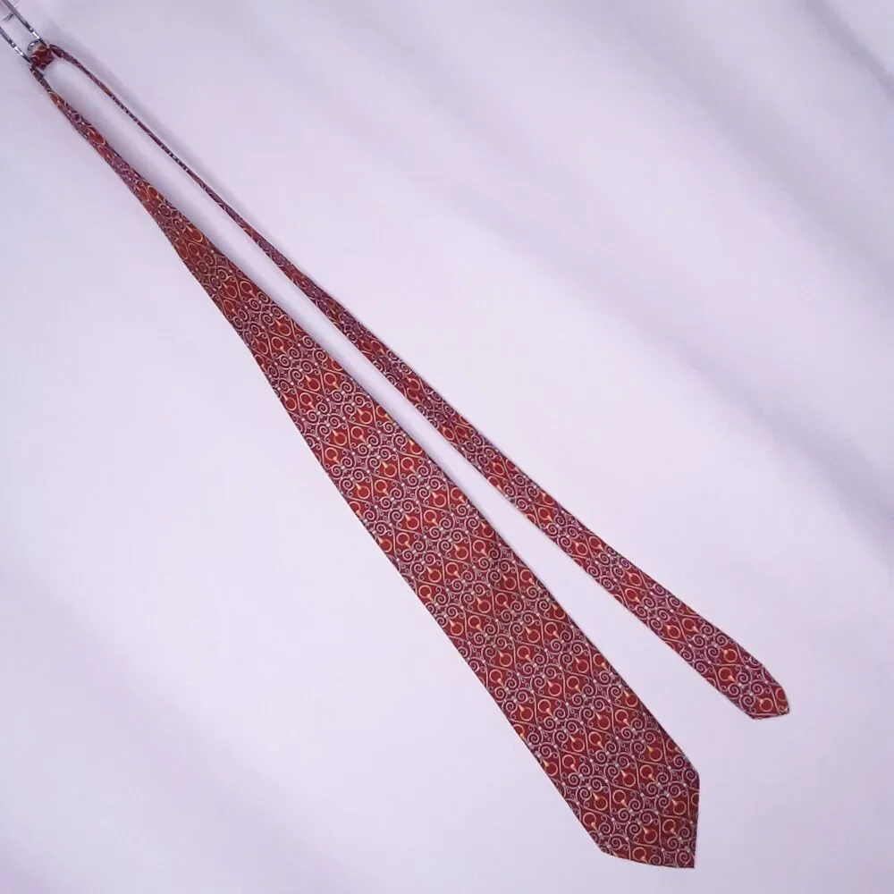 Vintage Paolo Gucci Designed Men’s Rust Silver Gold Ornate Necktie